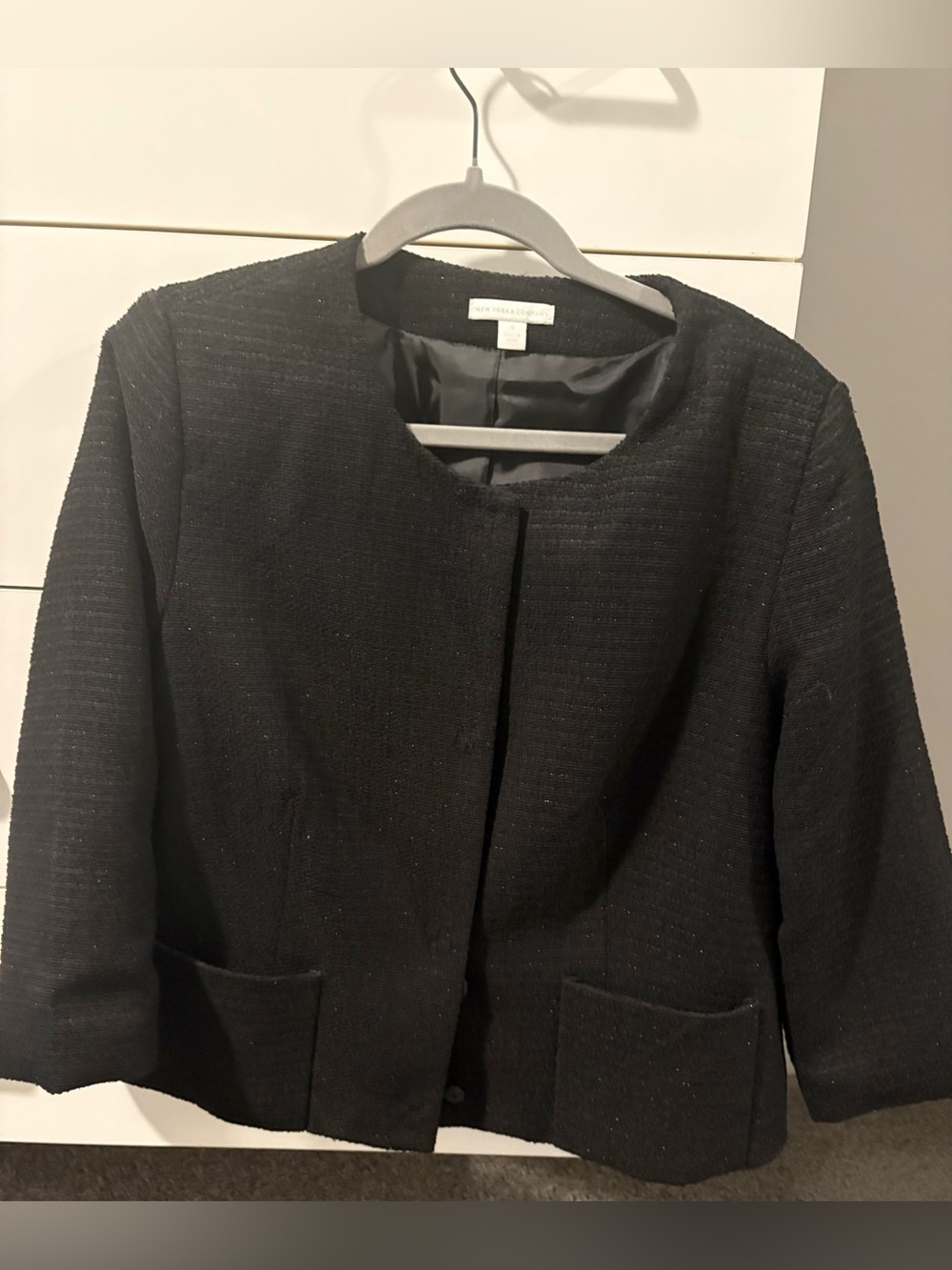 New York & Co Black Sparkly 3/4 Sleeve Blazer